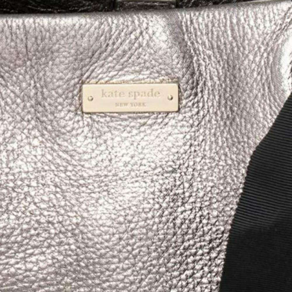 Kate Spade Silver Metallic Bag  Shoulder Bag Chain Ribbon - Picture 9 of 9